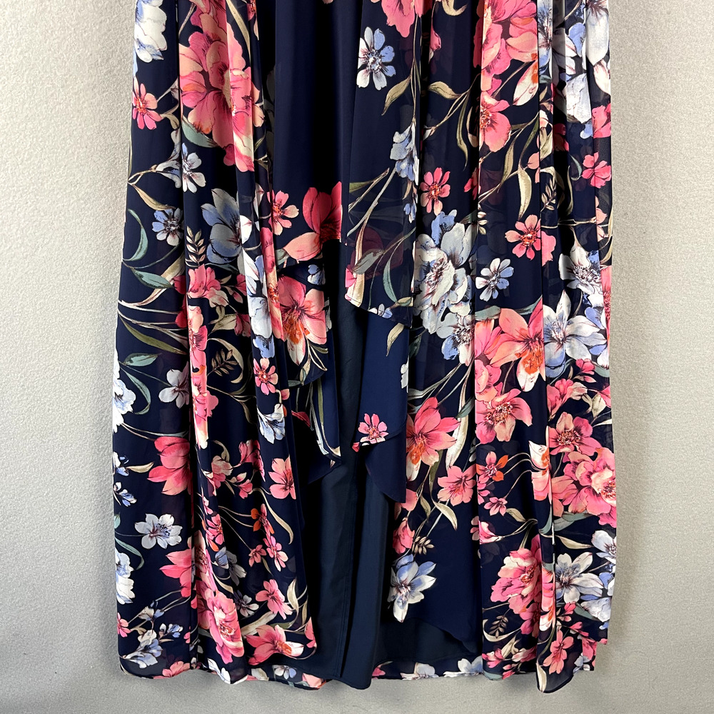Eliza J Obi Dress Womens 4 Pink Blue Floral High Low Flowy Feminine Romantic - Picture 5 of 16